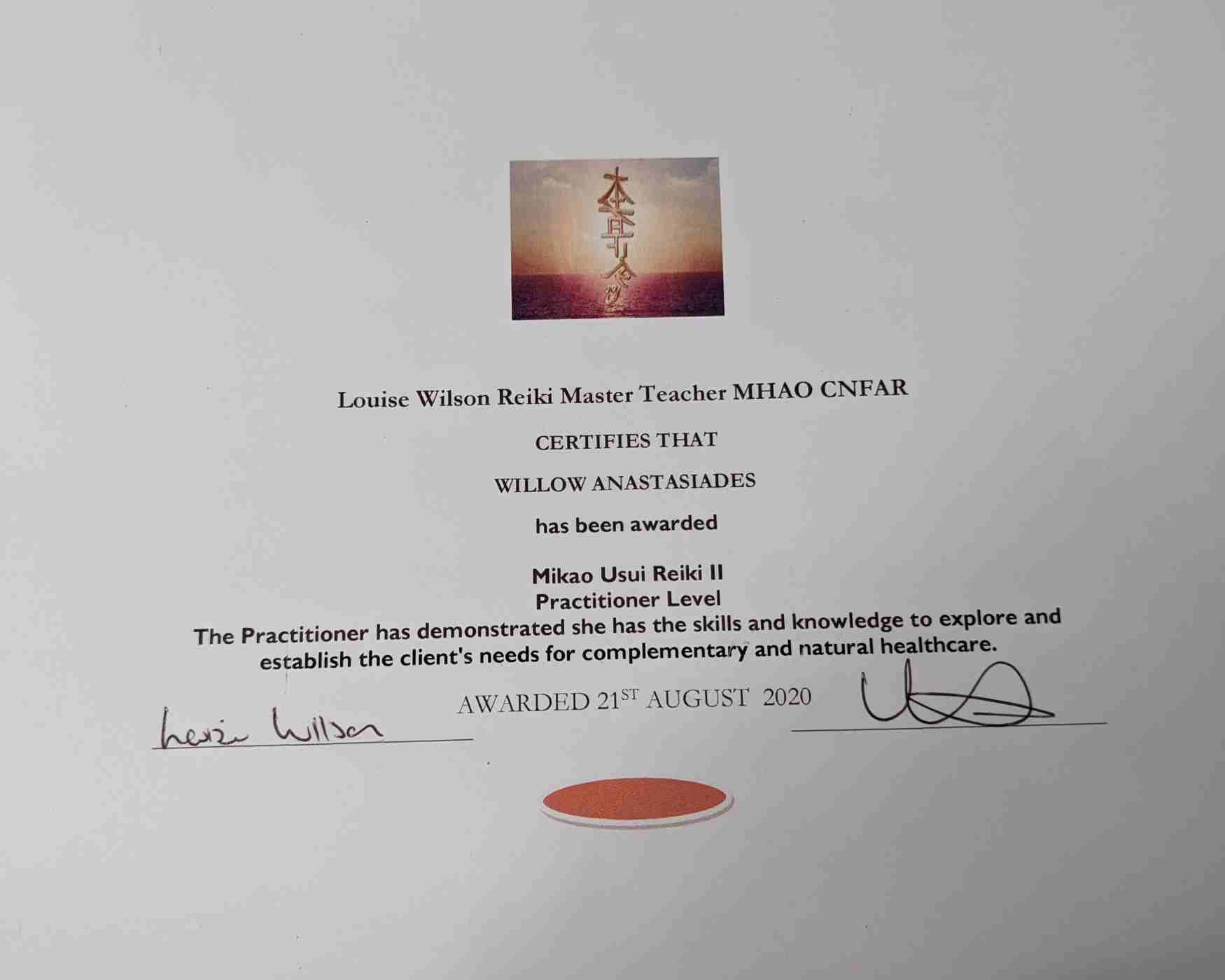 reiki master qualification