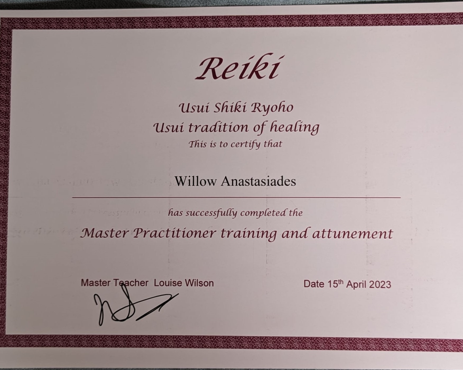 reiki qualification for master practitioner
